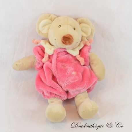 Plüsch Maus TEX Beige Jumpsuit Pink Bestickt Avion Carrefour 26 cm Plüsch Maus TEX Beige Jumpsuit Pink Bestickt Avion Carrefour 26 cm