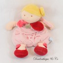 Peluche Range Pyjama fille BABY NAT' Mes petites poupées blonde rose rouge 33 cm