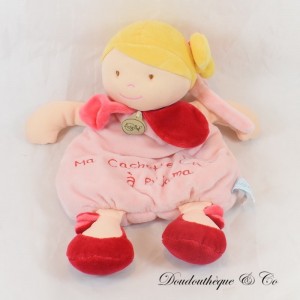 Peluche Range Pyjama fille BABY NAT' Mes petites poupées blonde rose rouge 33 cm