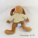 Peluche Cane TEDDY BEAR maglione marrone righe beige vintage 35 cm