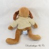 Plüsch Hund TEDDY BÄR brauner Pullover beige gestreift vintage 35 cm