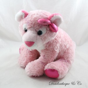 Peluche de tigre AURORA WORLD Destination Nation lazo de raso rosa blanco 28 cm