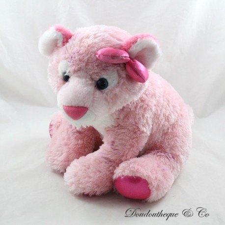 Peluche tigre AURORA WORLD Destination Nation fiocco in raso rosa bianco 28 cm