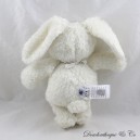 Musical plush rabbit PETIT BATEAU Marshmallow white bandana taupe 22 cm