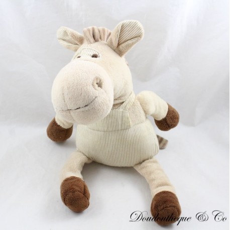 Peluche asino beige strisce marroni seduto 22 cm