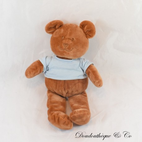 Stuffed bear JACADI brown tee shirt blue 32 cm