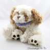 Peluche de perro BUKOWSKI beige marrón azul pañuelo a cuadros 30 cm