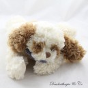 Stuffed dog BUKOWSKI beige brown blue checkered bandana 30 cm
