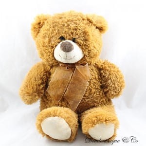 Peluche ours MAX & SAX marron beige noeud organza 40 cm