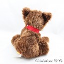 Stuffed Dog FIZZY Brown Red Scarf