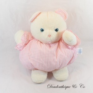 Peluche range pyjama ours AJENA vintage Rose carreaux 40 cm