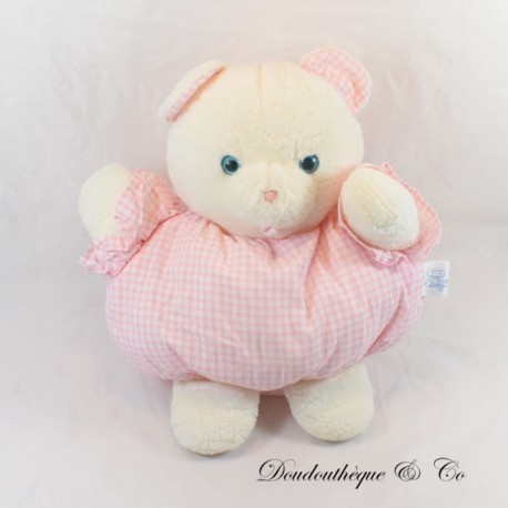 Peluche range pyjama ours AJENA vintage Rose carreaux 40 cm