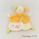 Flat cuddly toy mouse SAUTHON Colors ecru yellow green spiral flower heart 26 cm