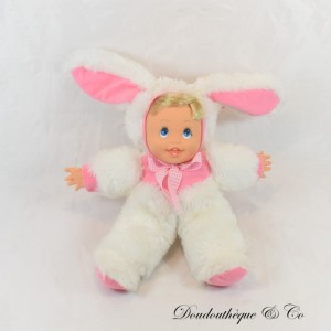 Baby Bunny Doll CITITOYS Bianco Rosa Occhi Azzurri Baby Bunnies Pasqua Edizione Speciale 30 cm