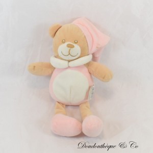 Peluche ours MES PETITS CAILLOUX Cmp rose beige 27 cm