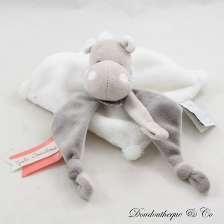 Hippopotamus Flaches Kuscheltier, CUDDLY TOY & COMPANY Pretty Taupe Weißer Schnullerhalter Cutly Decke DC3038