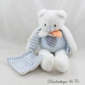 Teddy bear handkerchief DOUDOU ET COMPAGNIE Les Gommettes bleu blanc 30 cm