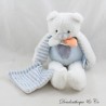 Teddy bear handkerchief DOUDOU ET COMPAGNIE Les Gommettes bleu blanc 30 cm