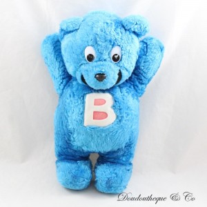 Vintage Blue White Mascot Teddy Bear Advertising Plush Bob Bear BUTAGAZ Mascot Blue White 24 cm