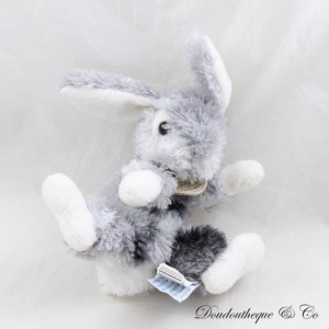 Conejo de peluche DOUDOU ET COMPAGNIE gris, blanco, negro, cuerpo suave y blando, 22 cm
