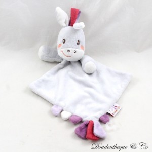Flat cuddly toy donkey TENDRINOU grey white purple horse 28 cm