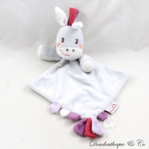 Flaches Kuscheltier Esel TENDRINOU grau weiß lila Pferd 28 cm