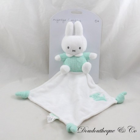 Flat Bunny Blanket TI AMO Miffy White Green Knit Flat Bunny Blanket TI AMO Miffy White Green Knit