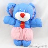Vintage plush rabbit GERCA style Puffalump in blue pink gingham parachute canvas tie 21 cm