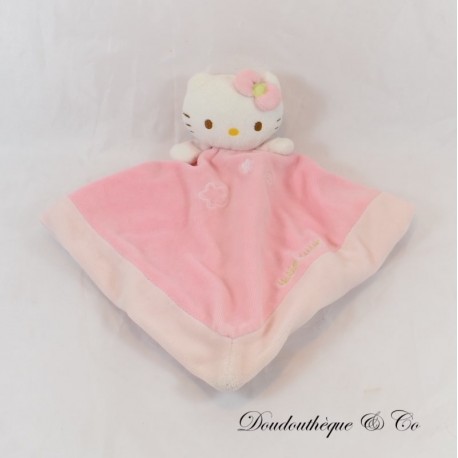 Flache Kuscheltierpuppe HELLO KITTY SANRIO rosa gestreift rosa und weiß 36 cm