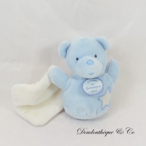 Teddy Bear Handkerchief DOUDOU ET COMPAGNIE blue white 11 cm