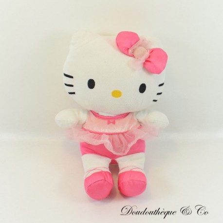 Peluche HELLO KITTY JEMINI robe tutu et noeud rose 26 cm