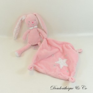 Pañuelo de conejito peluche TEX BABY rosa plata estrellas 36 cm