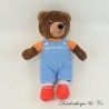 Little Brown Bear Plush BAYARD EDITIONS Blue Overalls and Orange Yellow Tshirt 18 cm