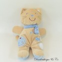 Plüschkatze POMMETTE blau beige gestickter Vogel 20 cm