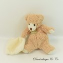 Teddy bear handkerchief BABY NAT' Goldy brown and beige 20 cm