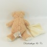 Teddy bear handkerchief BABY NAT' Goldy brown and beige 20 cm