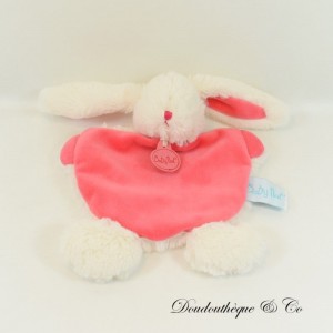 Manta de peluche de conejo plana BABY NAT' Cuddles Rosa Blanco BN070 20 cm