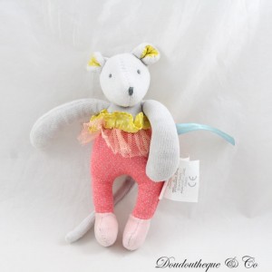 Small plush mouse MOULIN ROTY Mademoiselle and Ribambelle pink tutu 15 cm