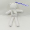 Doudou cat BOUT'CHOU Monoprix white and taupe 100% love 30 cm