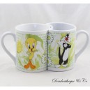 Set of 2 mugs STARLINE Titi and Grosminet Je t'aime interlocking cup 10 cm