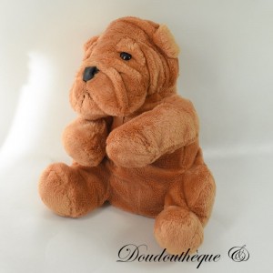 Stuffed Dog Puppet TEDDY Bear Brown Bulldog 22 cm