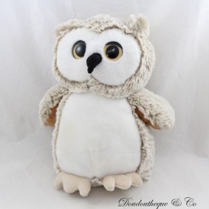 Peluche chouette PIA Soft Toys hibou marron chiné blanc 24 cm