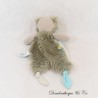 Flat cuddly toy bear BABY NAT Blue Green Grey Papuche & Frisounours BN0382 25 cm