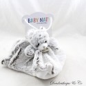 Flat cuddly toy bear BABY NAT' Les Flocons mottled BN051grey white NEW