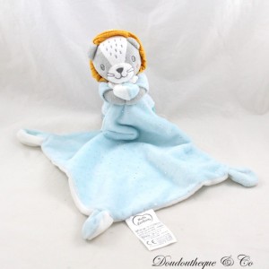 Lion's handkerchief cuddly toy MOTS D'ENFANTS silvery blue 19 cm NEW