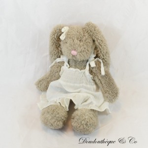 Plush Rabbit POMAX Dress and Bow White Linen 30 cm