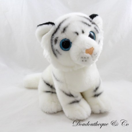 Snow White Tiger Plush Big Blue Eyes