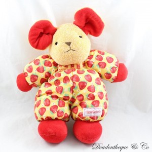 Vintage Plüschmaus TEDDY Erdbeeren rot orange 32 cm