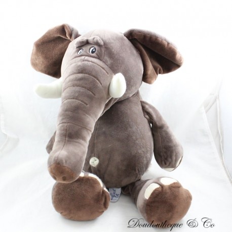 Elefante peluche SANDY marrone ombelico beige 50 cm