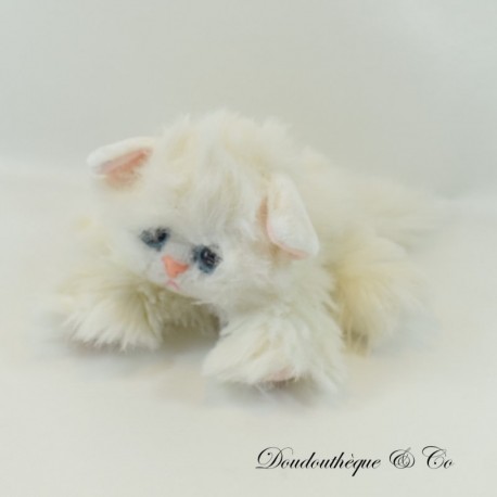 Peluche Gatto LITTLE KITTEN TYCO Kitty Kitties Bianco Allungato Vintage 1992 26 cm
